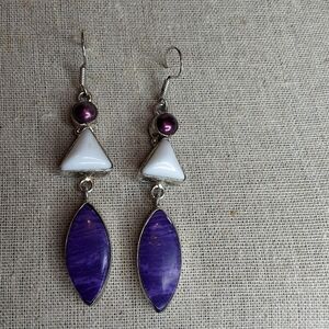 Vintage Chariote And Howlite Y2K Sterling Dangle Earrings